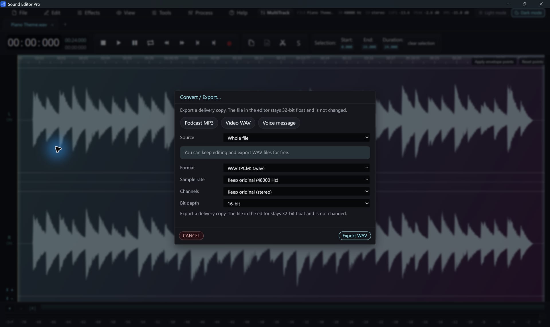 Sound Editor Pro Convert / Export