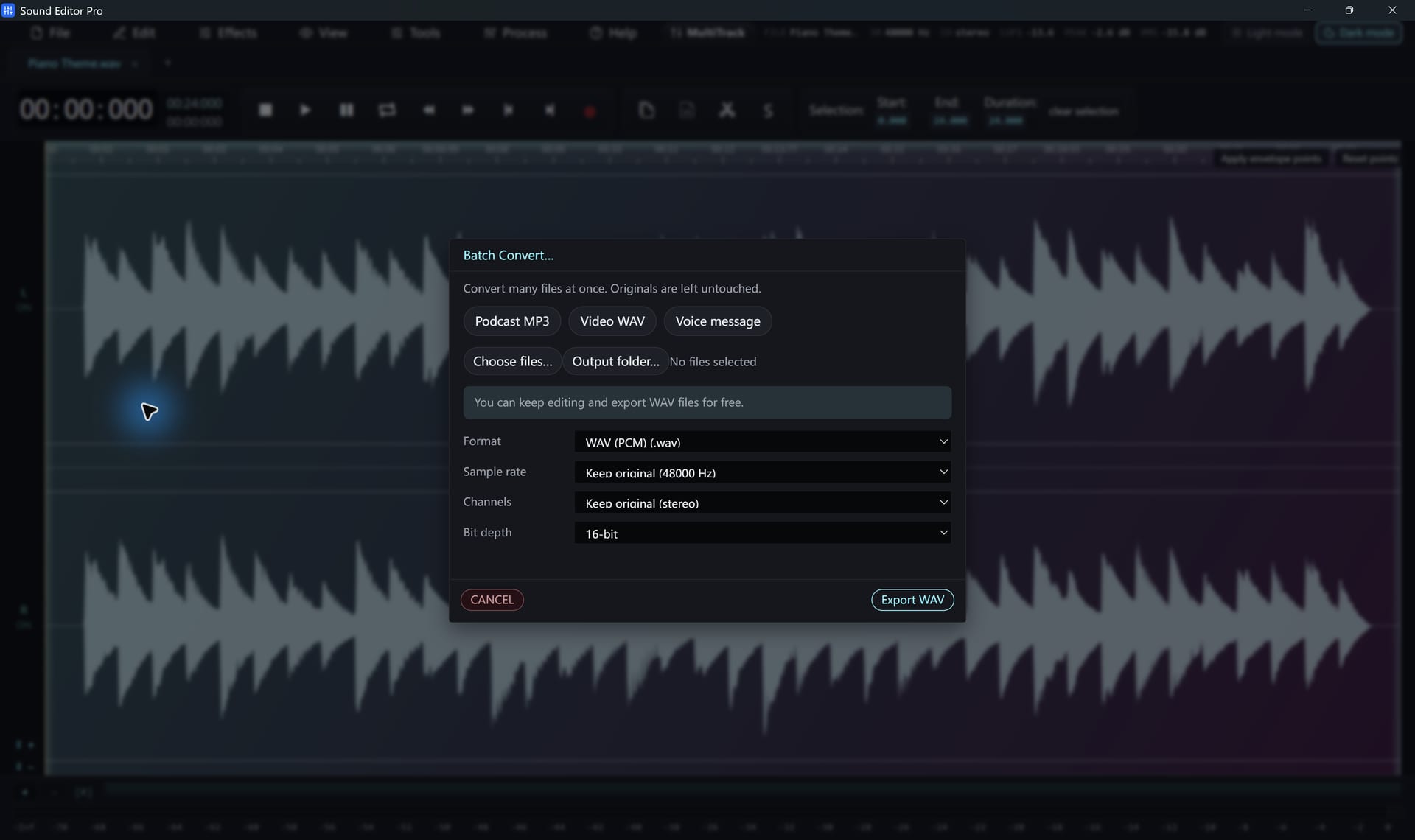 Sound Editor Pro Batch converter