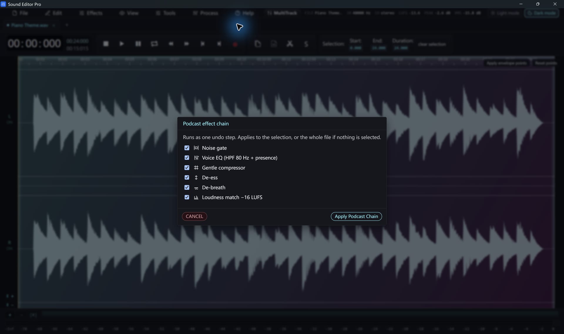 Sound Editor Pro Podcast chain